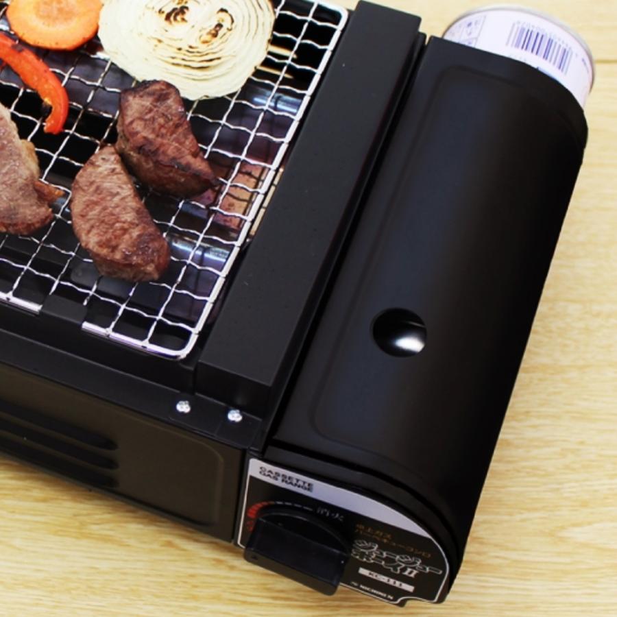 （年末特価！保証書付） カセットコンロ ニチネン ジュージューボーイ 2 ガス式 バーベキューコンロ 少人数 安全装置 網焼き 海鮮焼き 串焼き ブラック ニチネン | ブランド登録なし | 04