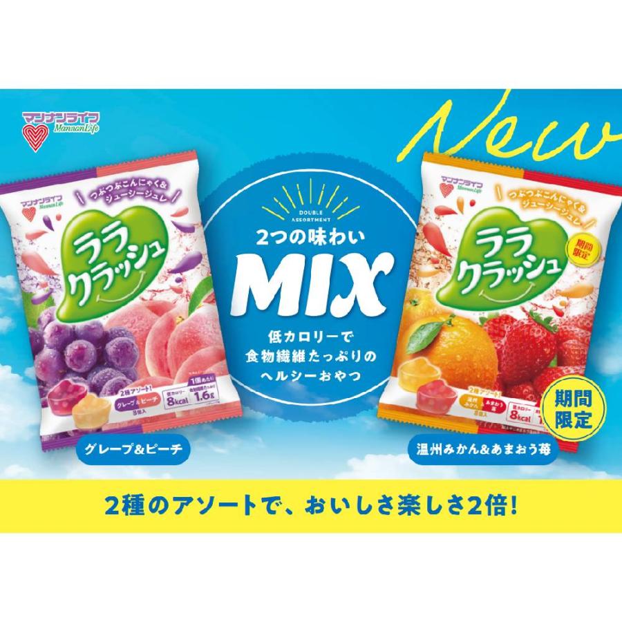 （特別特価） 蒟蒻畑 ララクラッシュ 温州みかん＆あまおう苺 8個入 アソート 蒟蒻ゼリー こんにゃくゼリー 温州みかん あまおう苺 マンナンライフ 期間限定 | マンナンライフ | 01