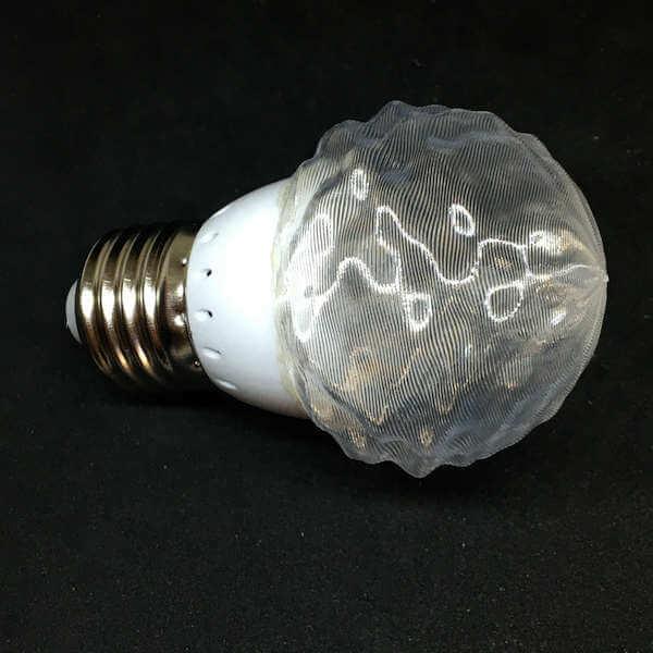 3Dデザイン電球 おしゃれにきらめく LED電球 (さざなみ模様つき，直径