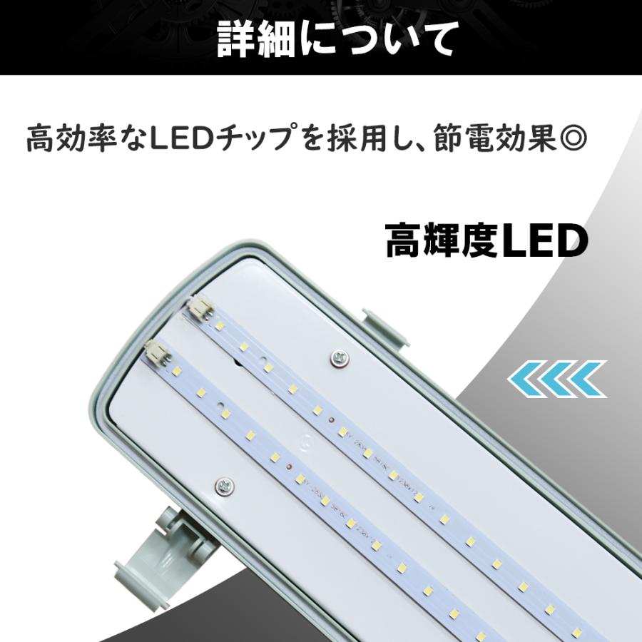 LEDベースライト 3本セット チップ式 40W形 LED蛍光灯器具一体型 防雨 防雪 防塵 耐腐食 IP65 天井直付用 倉庫 ガレージ 通路 照明 車庫 駐輪場 作業場 加工工場｜dataworks119｜07