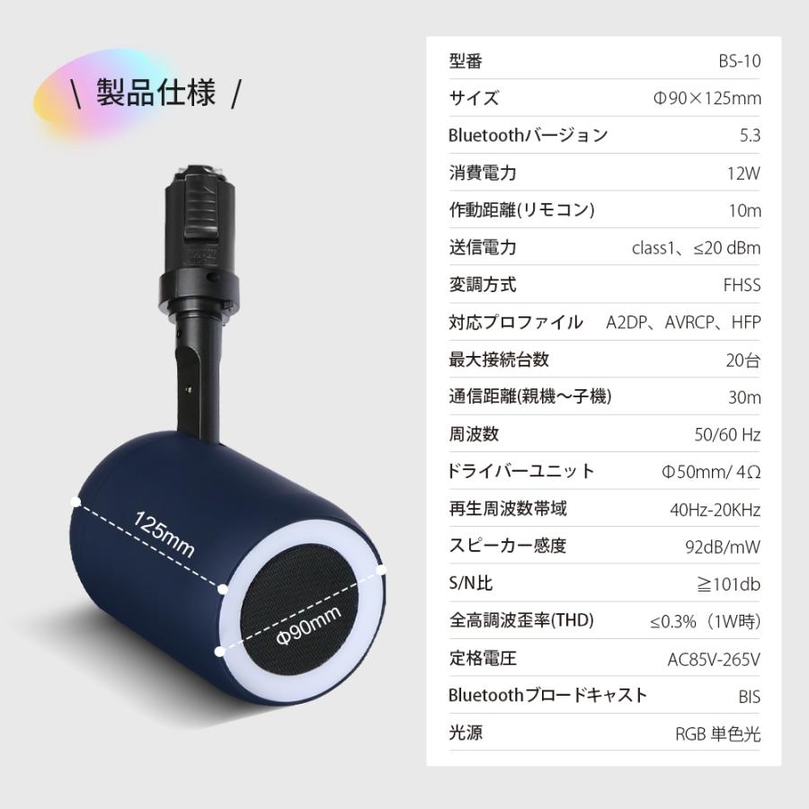 2個セット スピーカー ダクトレール用 Bluetooth スポットライト 配線