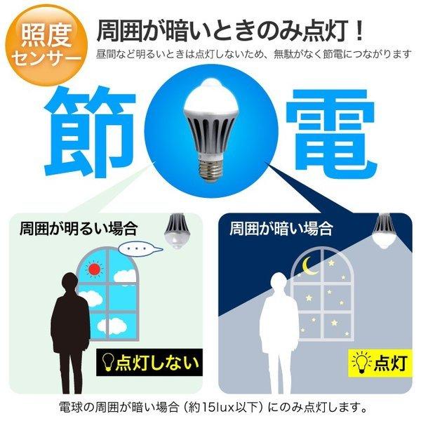 電球 LED 60W 人感センサー E26 E17 2個セット 人感センサー付 照明 節電 自動点灯 自動消灯 一般電球 トイレ 廊下 玄関 工事不要 電球色 自然色 昼白色 温白色 |  | 06