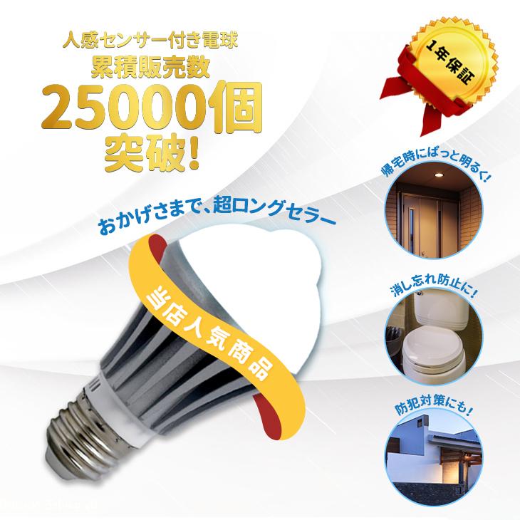 LED電球 E26 60W 電球 人感センサー 60形相当 E17 自動点灯/消灯 工事不要 照明 節電｜dataworks119｜05