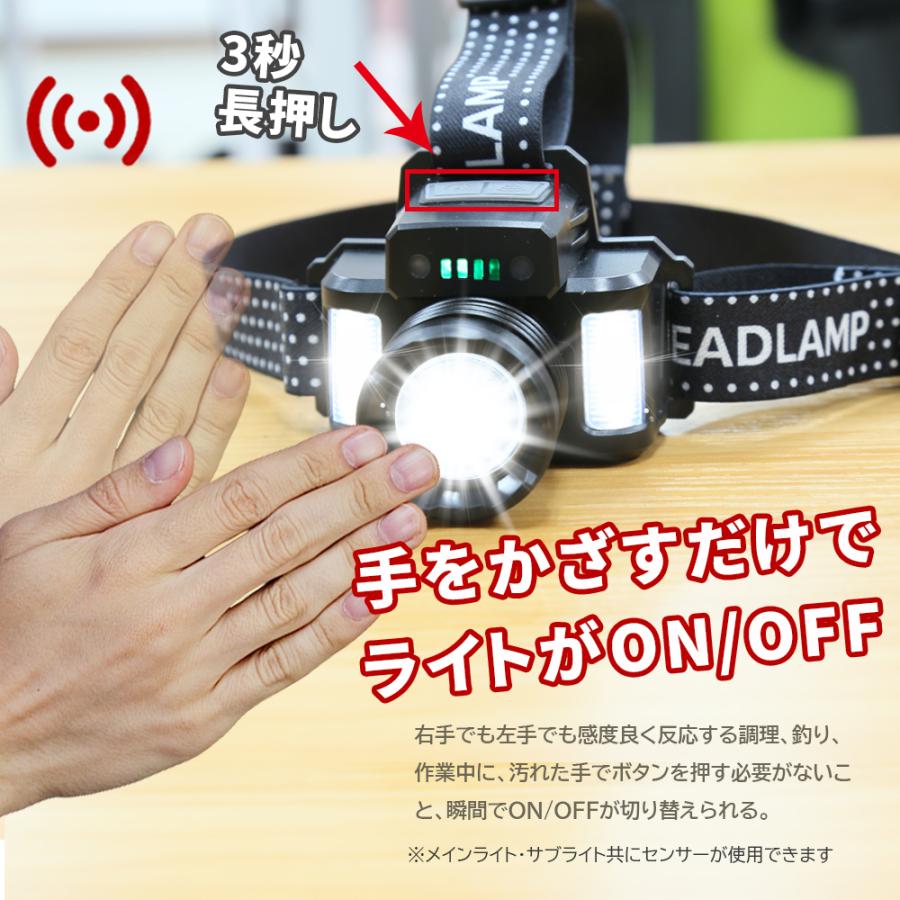 LEDヘッドライト IPX6防水 充電式 ヘッドライト 充電式 USB LED ヘッドランプ 広角 IPX6防水