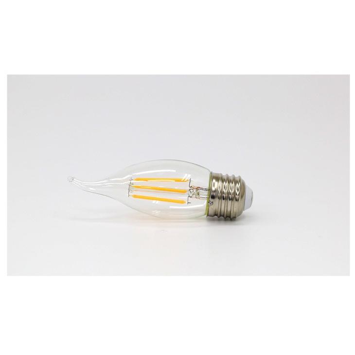 LED電球 4W クリアガラス フィラメント 電球色 E26 40W相当40p LED電球 フィラメント電球 40W形 ろうそく型 炎型 クリアタイプ ガラス