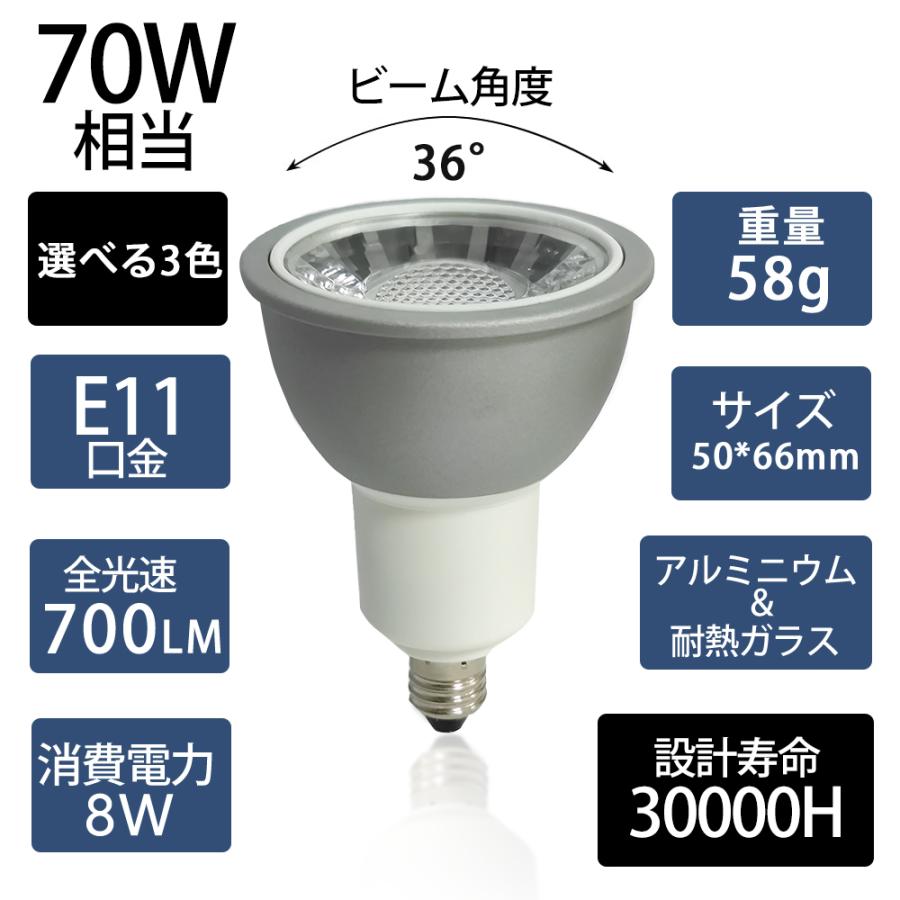 LEDレフ電球 E11 70W形 LEDスポットライト 昼白色 6000K 自然色