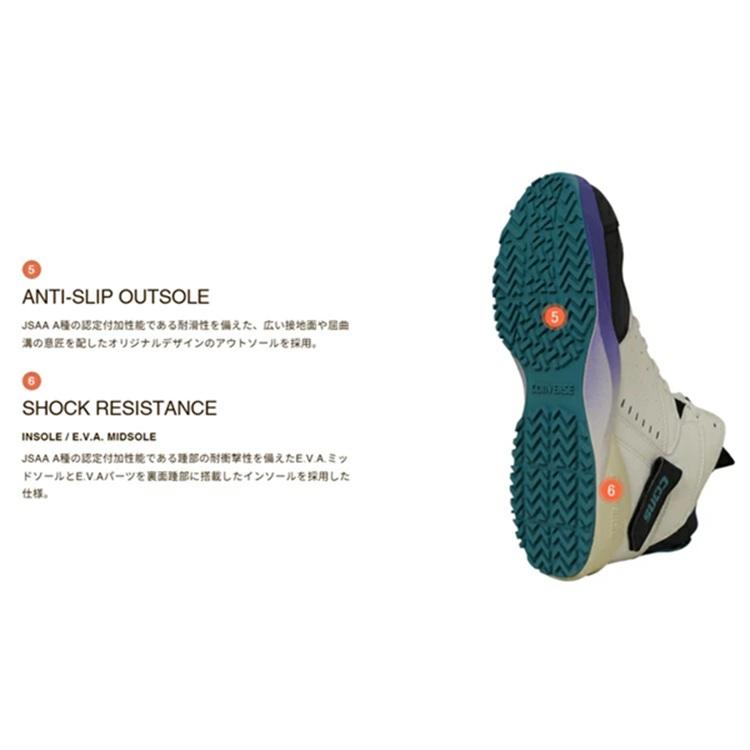 【2025SS限定】CPD コンバース CONVERSE 安全靴 AEROJAM PS 33701720 エアロジャム プロスニーカー ハイカットシューレース 紐 マジック甲カバー JSAA規格 |  | 09