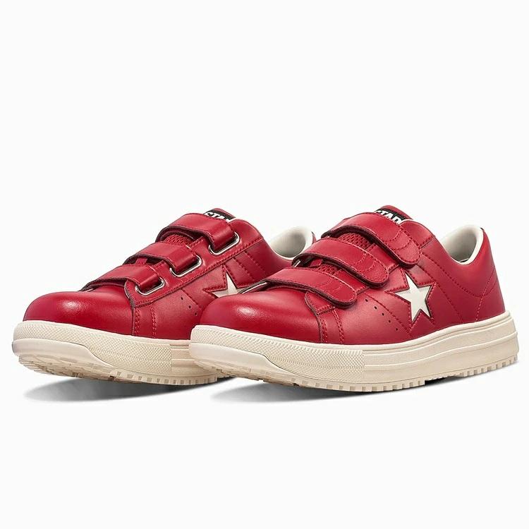 【2026FW限定】CONVERSE WORKING コンバース 安全靴 ワンスターベルト ONE STAR PS V-3 レッド/ホワイト 33703171 プロスニーカー ローカット3本ベルト JSAA規格 |  | 01