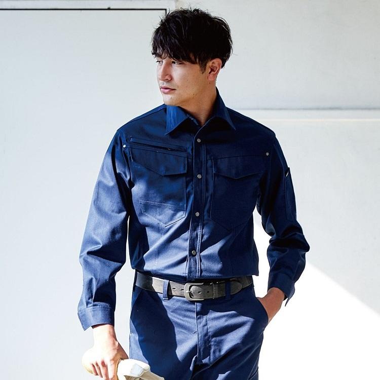 【難燃/防炎素材】HOOH 鳳皇 4207 難燃 長袖シャツ 難燃シャツ 防炎素材 作業服 作業着 村上被服工業 | HOOH | 07