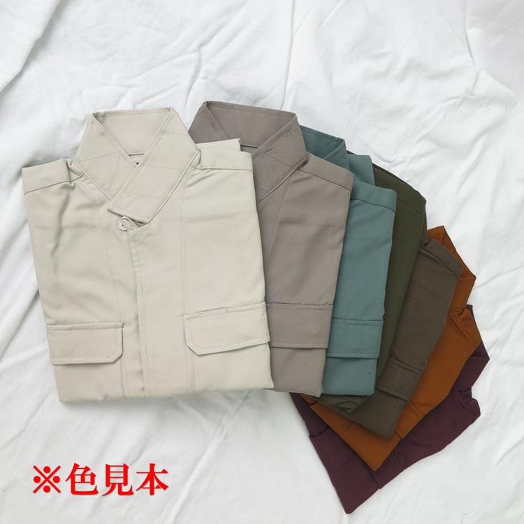 【受注生産】【代引き不可】備前屋 鳶服 作業着 立衿シャツ 江戸前オープンシャツ 8590 サージ織り 日本製 M〜4L |  | 06