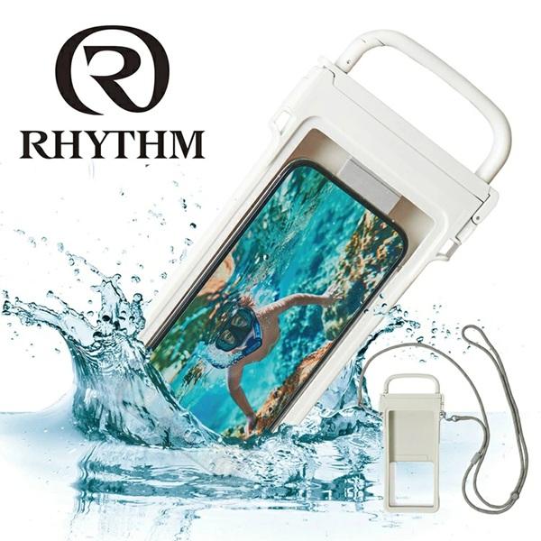 リズム RHYTHM スマホ防水 IP67相当 水中撮影 水中タッチ操作 iPhone17 (Pro Max) 対応 水に浮く セミハードケース カラビナハンドル ストラップ付き 9YYA66RH | 高儀