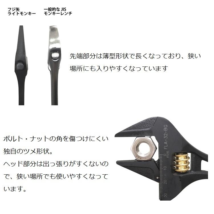 フジ矢 FUJIYA モンキーレンチ ライトモンキーレンチ 黒金 開口