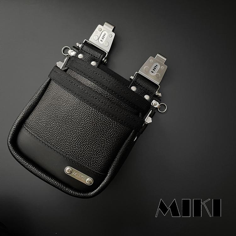 【代引き不可】三貴 MIKI 腰袋 SPH-BM2S スイングタイプ  エンボス加工革メイン 牛表皮革 ステンレス 手縫い 希少 2段腰袋 完全受注生産 | MIKI
