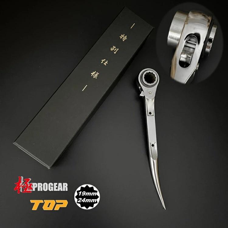 【特注ステン】プロギア PROGEAR×トップ工業 TOP ラチェット19mm×24mmステンレス柄 コンパクトラチェット SRM-1924C 住宅施工など | 
