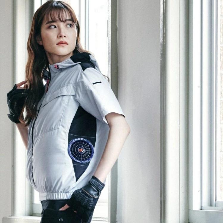 熱中症対策 HOOH 鳳皇 快適ウェア V8817 サイドファン半袖フードジャケット フルハーネス対応 電動ファン付きウエア 空調ウェア |  | 08