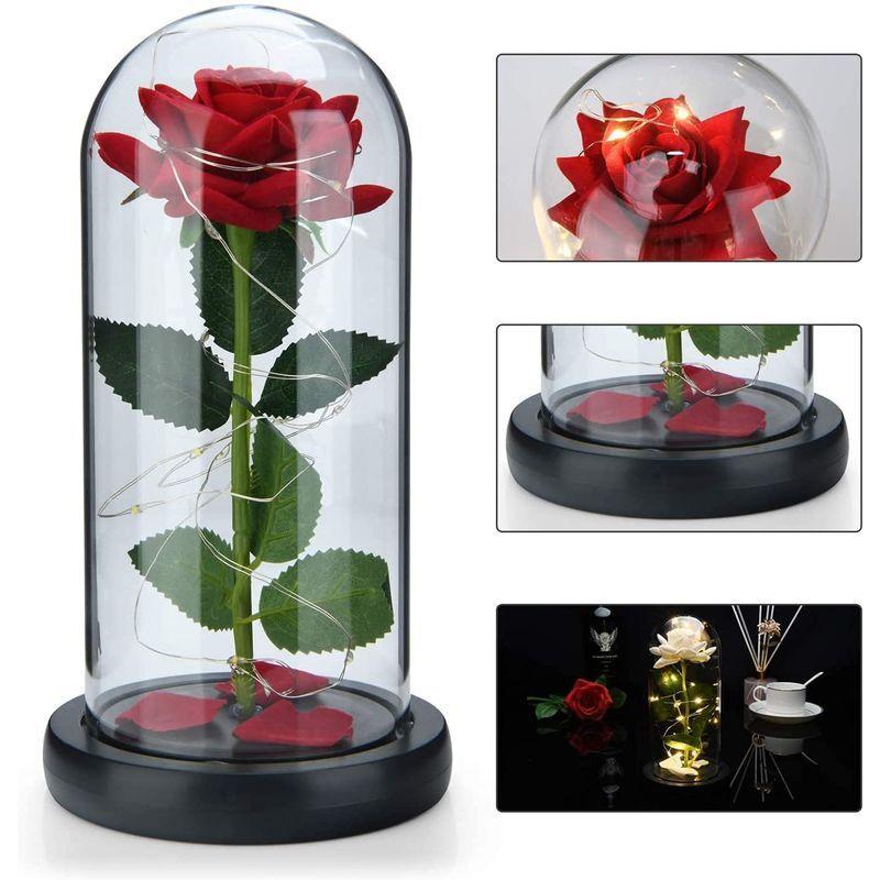 フラワーギフト 枯れない花 造花 バラ 花束 プリザーブドフラワー インテリア飾り Ledライト付き電池式 バレン 当季大流行 女性 薔薇 母の日