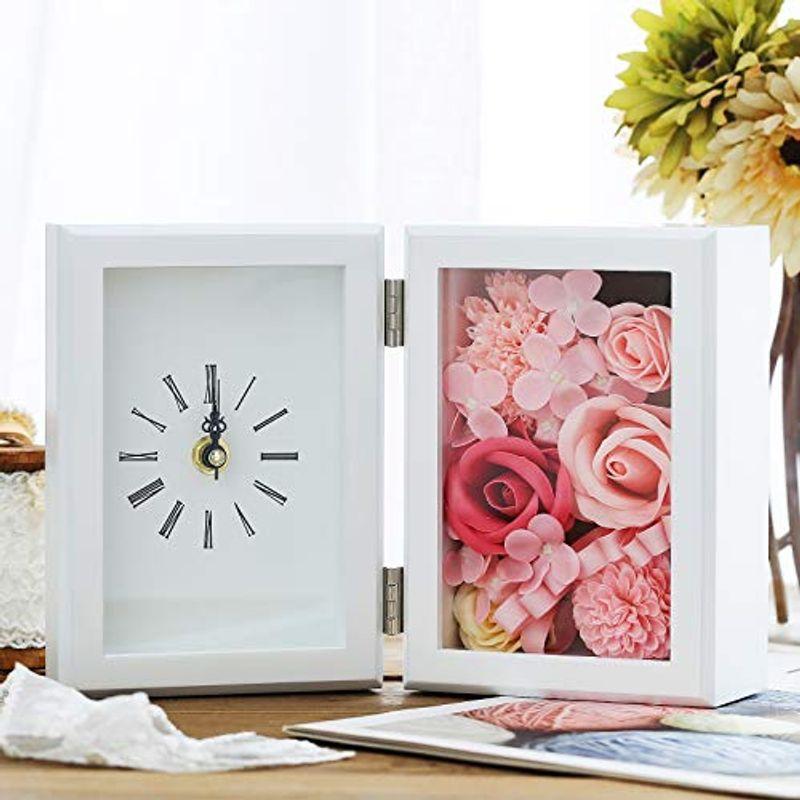 もらって嬉しい出産祝い ソープフラワー 時計 花の時計 フレーム置時計 誕生日 プレゼント 女性 母の日 ギフト 母の日のプレゼント バラ 枯れない花 妻 結婚記念