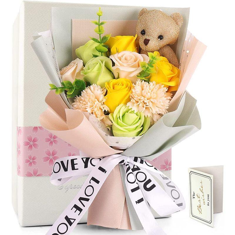 RERXN ソープフラワー 花束 ブーケ お花 ギフト くま束 プレゼント ぬいぐるみ花束 七夕造花 ?薇 クマ花束 バラ 造花 ブーケ 枯|datimaru|03