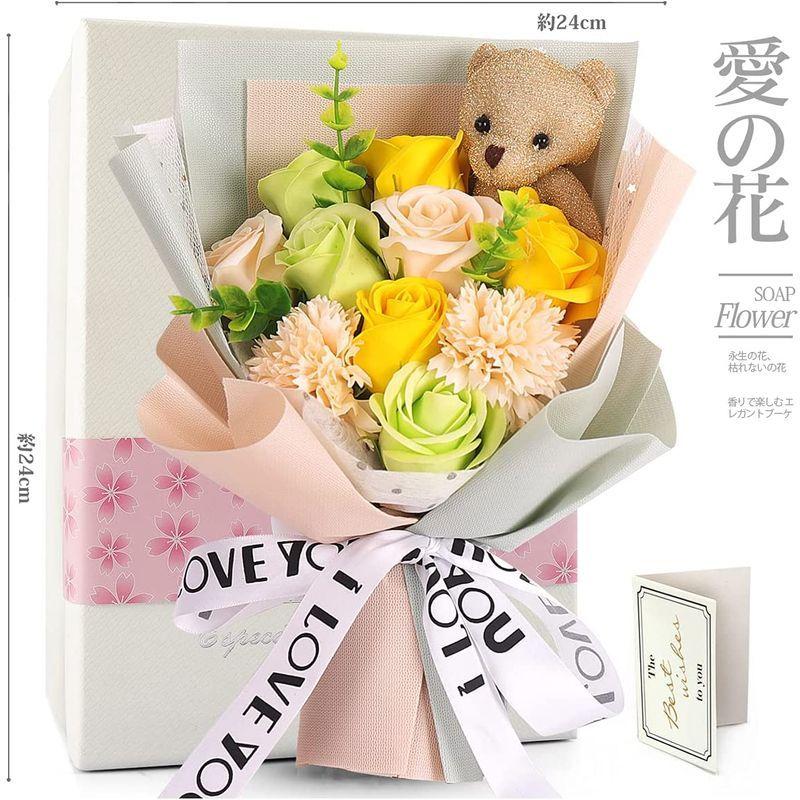 RERXN ソープフラワー 花束 ブーケ お花 ギフト くま束 プレゼント ぬいぐるみ花束 七夕造花 ?薇 クマ花束 バラ 造花 ブーケ 枯|datimaru|05