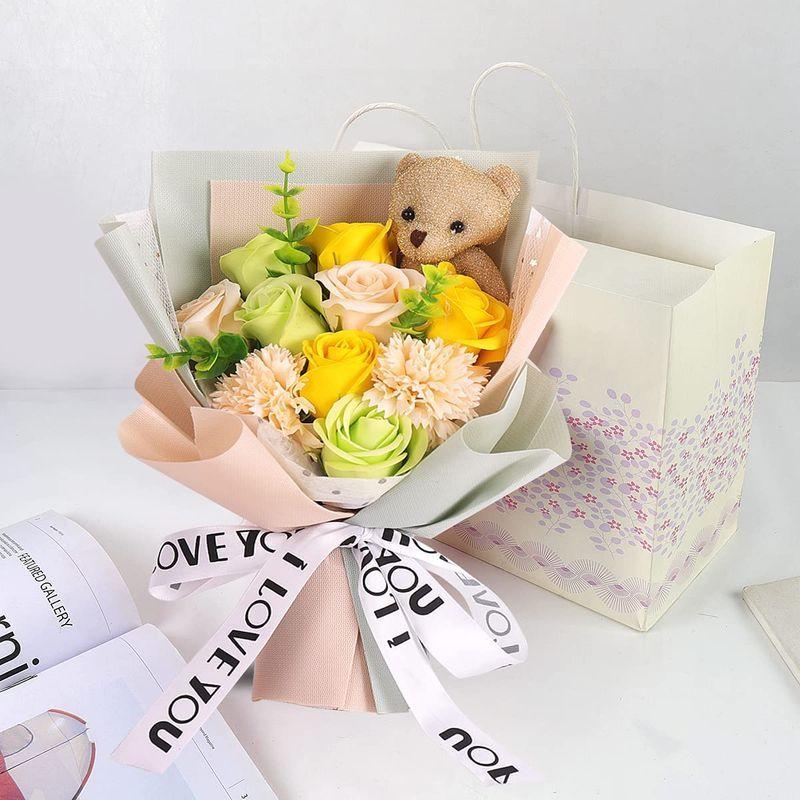 RERXN ソープフラワー 花束 ブーケ お花 ギフト くま束 プレゼント ぬいぐるみ花束 七夕造花 ?薇 クマ花束 バラ 造花 ブーケ 枯|datimaru|06