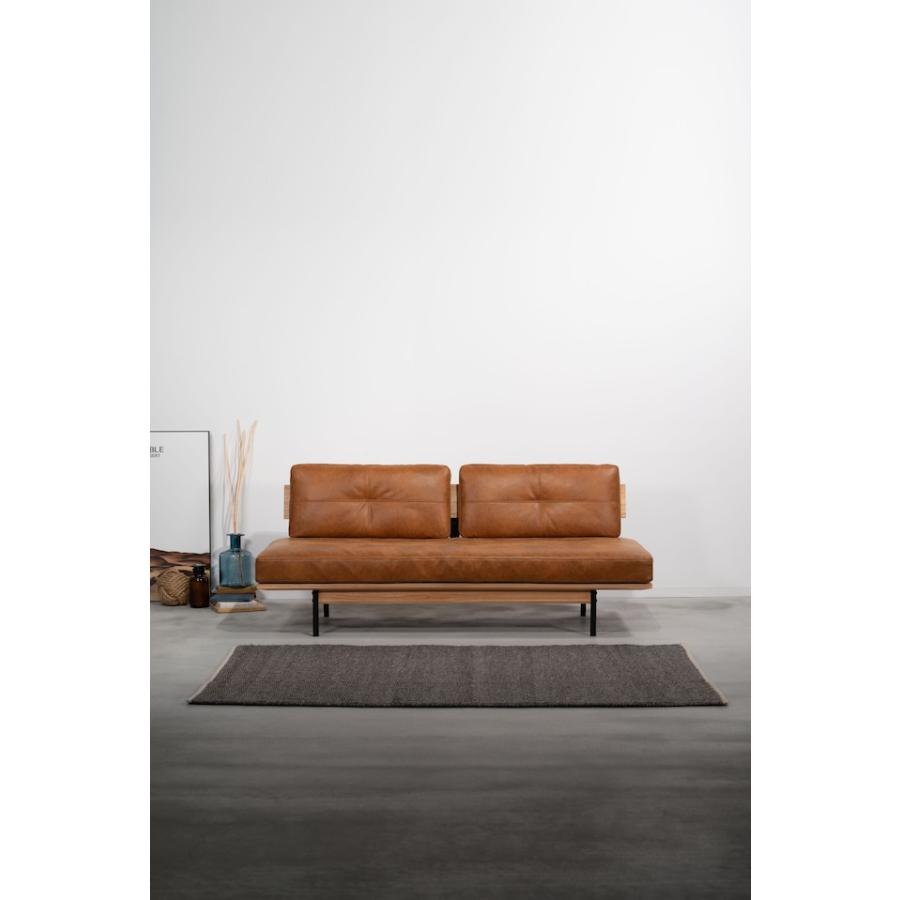 黒アイアンフレームとクロスレザーとフェザーのシンプルモダンな3人掛アームレスソファ 2シーター form モダン 北欧 リビング ソファ 3人掛 |  | 07