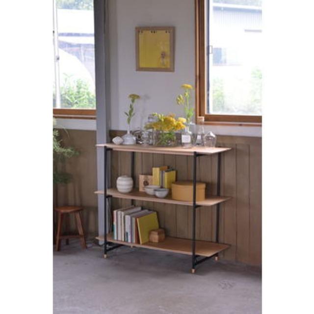 天板のデザインが特徴的なオープンシェルフ 3段 北欧 ナチュラル ジャパンディ 収納家具 棚 ラック リビング |  | 05