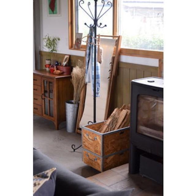 OSB合板のスタッキングボックス キャスター付 L 北欧 インダストリアル