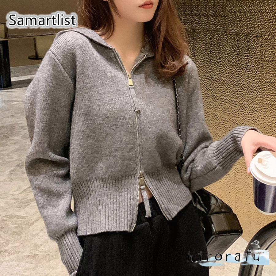 ダブルジップニットパーカー レディース トップス 長袖 秋服 冬服 
