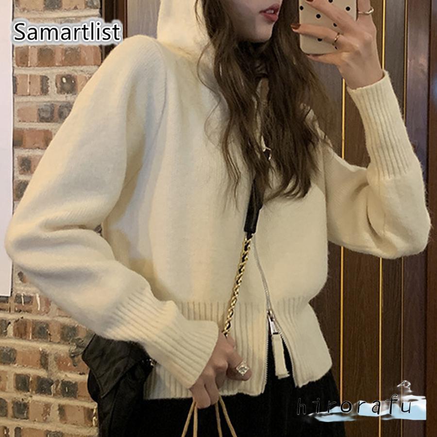 ダブルジップニットパーカー レディース トップス 長袖 秋服 冬服 