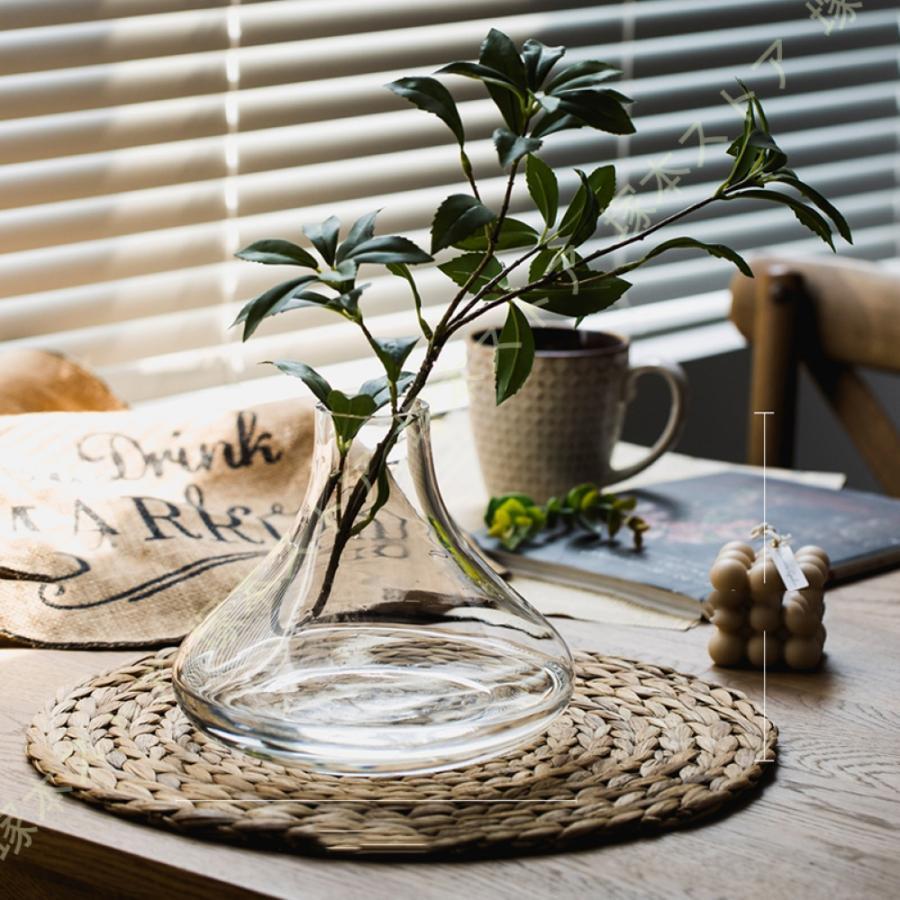 フラワーベース 広口 ガラス 花瓶 小さい 透明 北欧雑貨 現代 花器