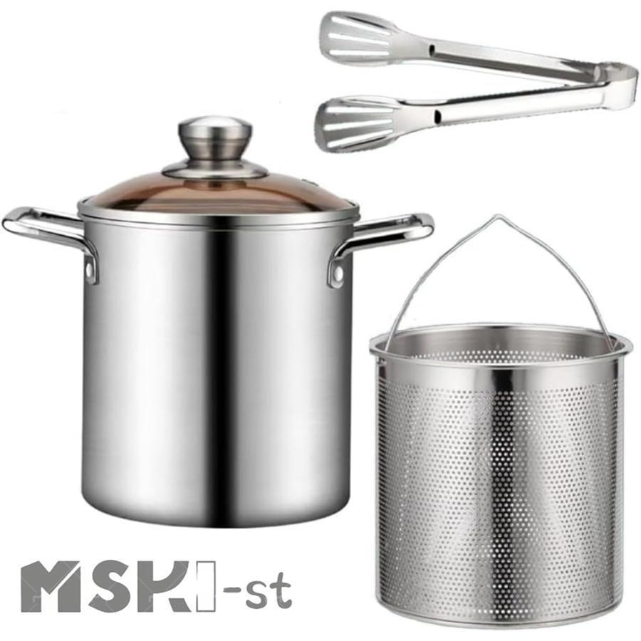 パスタ鍋20cm3L深型パスタ鍋煮物304ステンレス構造ガラス鍋蓋付