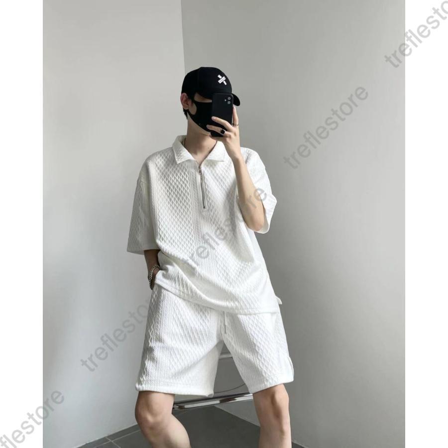 セットアップ メンズ 夏 半袖 上下セット サマー 短パン 薄手 接触冷感