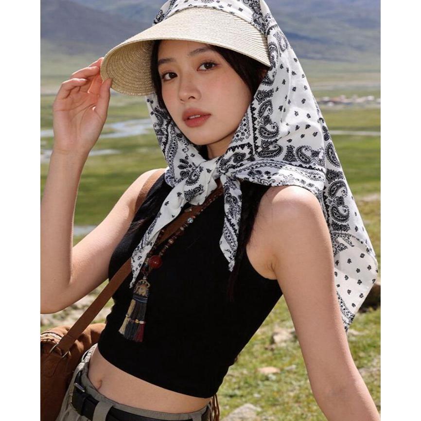 麦わら帽子 ネックガード付き サンバイザー バンダナキャップ キャップ