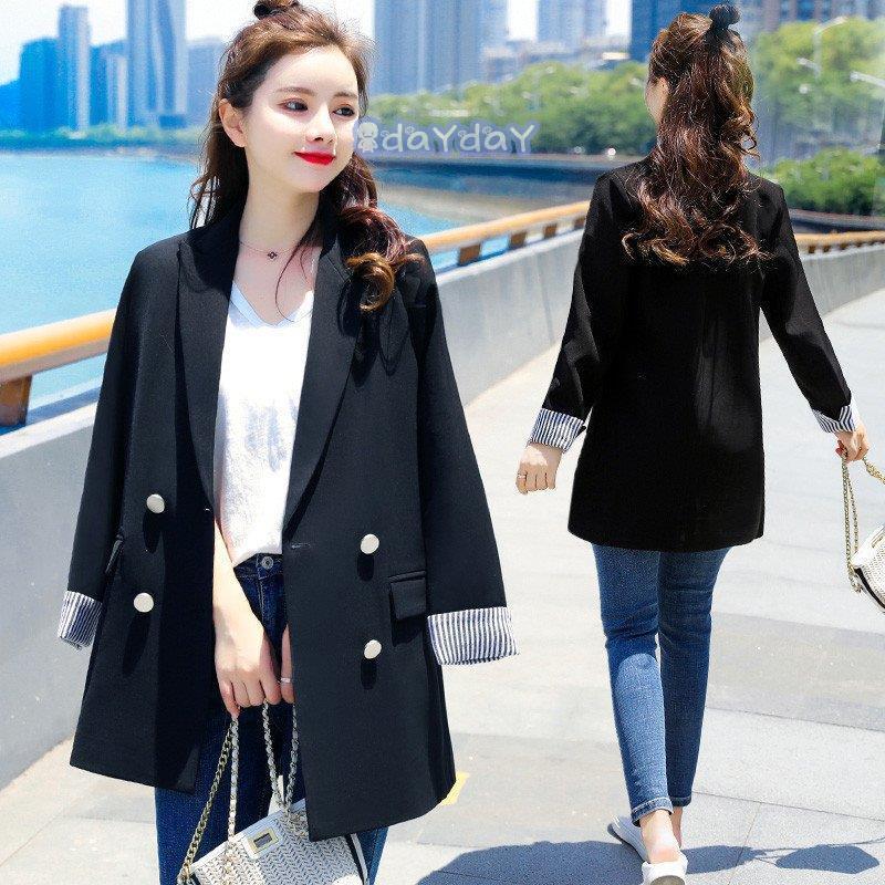 スーツジャケット レディース 春秋新作 長袖ブレザー 黒 スーツ 40代 カジュアル テーラードジャケット ゆったりスプリング