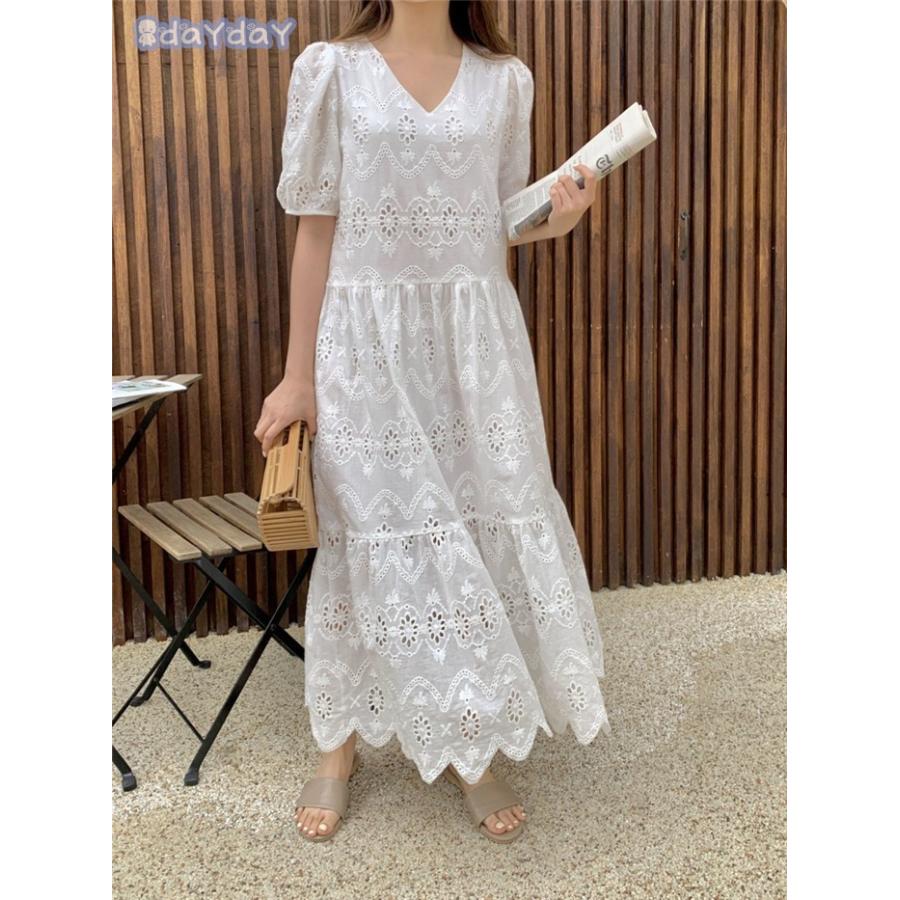 ワンピース レディース 40代 マキシワンピースきれいめ 春夏 半袖ワンピース 白レース Vネック フレアス オシャレ韓国風 結婚式ドレス 可愛い 大人 Aone 06 Lyq97 Day Day Shop 通販 Yahoo ショッピング