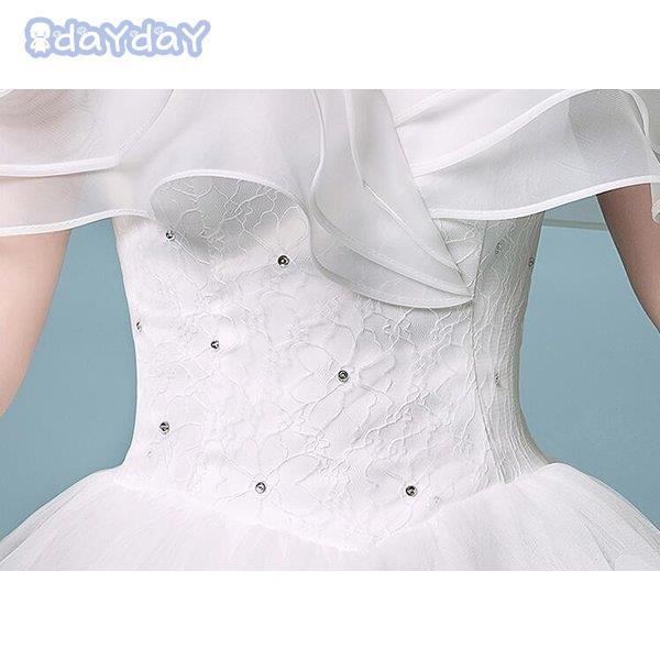 ウエディングドレス ロング 白 豪華 お呼ばれ 袖あり 肩隠し袖隠し