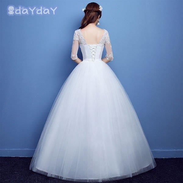 ウエディングドレス ロング丈 ホワイト 豪華 体型カバー 上品 気質優雅  