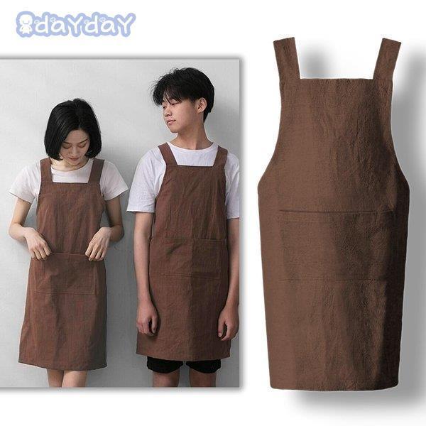 リネンエプロ エプロン 男女兼用 前掛け シンプル 無地 H型 おしゃれ