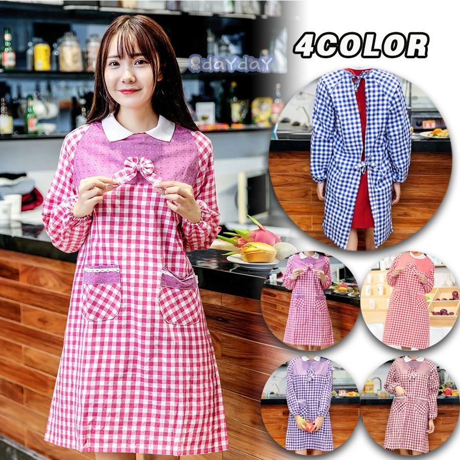 レディースエプロン 可愛い リボン 割烹着 女性用 介護 サロペット