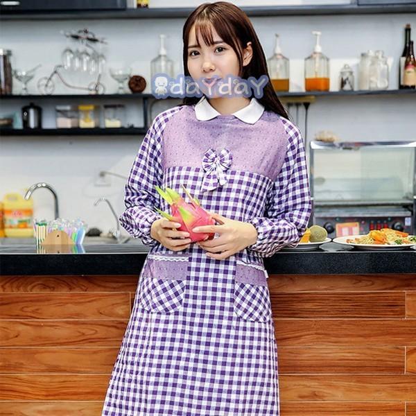 レディースエプロン 可愛い リボン 割烹着 女性用 介護 サロペット