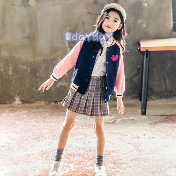 新作モデル アウター 野球ユニフォーム キッズ 女の子 ハート刺繍 子供アウター 女の子アウター カワイイ オシャレ 学生 子供服 春着 秋着 韓国風 お出かけ 110cm 160cm Luckyoldcar Com