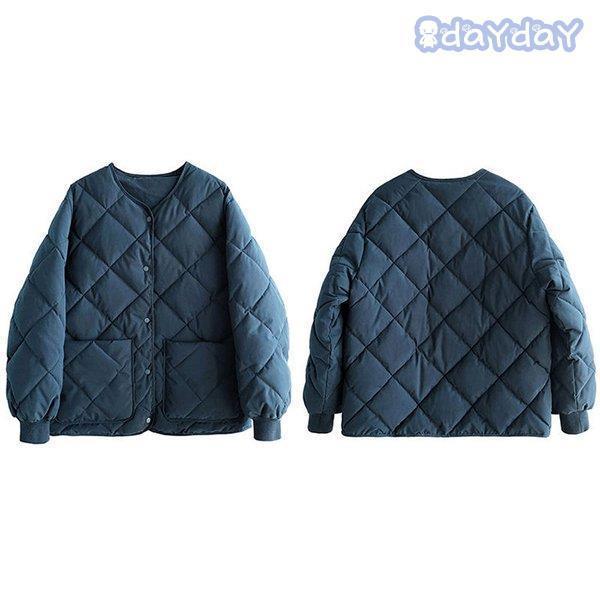 コート 中綿コート レディース キルティングコートノーカラー