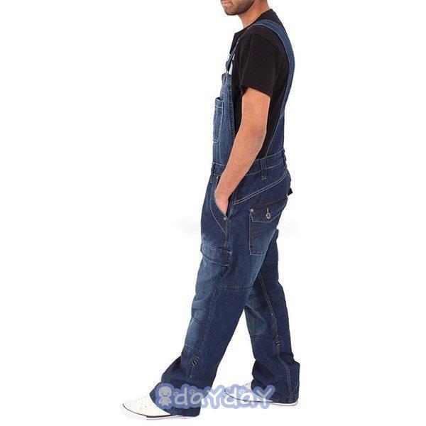 デニムオーバーオール メンズ 無地 デニム サルエルタイプ