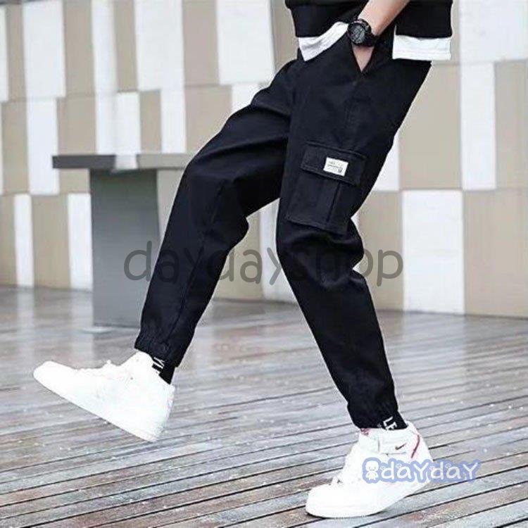 ジョガーパンツ メンズ 純色 カーゴパンツ リブパンツ チノパン 裾リブ