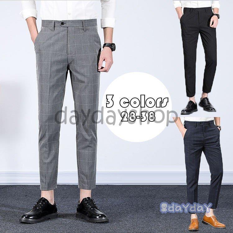 スラックス メンズ チェック柄 九分丈 ビジネススラックス スリム ノータック メンズ ズボン ウォッシャブル スーツパンツ 細身 洗える 春秋 通勤紳士 3色 Hh03 Mtnz847 Day Day Shop 通販 Yahoo ショッピング