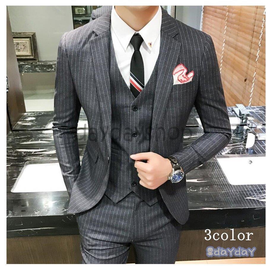 日本最大のブランド 3点セットスーツ タキシードスーツ メンズスーツ ストライプ 就職活動 卒業式 成人式 結婚式 ビジネススーツ 1つボタンスーツ 披露宴 ビジネススーツ 就職活 卒業式 成人式 二次会 結婚式 フォーマルスーツ スーツ フォーマル