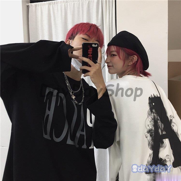 韓国 Tシャツ トップス 長袖 ストリート風 ダーク系 ファッション レディース カップル服 ダンス メンズ カジュアル 春夏秋 ゆるい ヒップホップ 原宿 衣装 Hl0602 Yuansu551 Day Day Shop 通販 Yahoo ショッピング