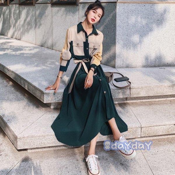 メーカー包装済 21 ワンピース おしゃれ ワンピース Aライン レディース ロング 着痩せ シャツ 長袖 ワンピース 夏 春 母の日 体型カバー キレイめ 秋 韓国 ワンピース サイズ L Www We Job Com