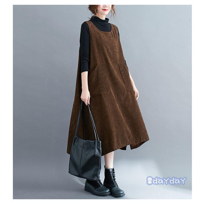 21 3色 着痩せ 柔らか 母の日 膝丈ワンピース ジャンパースカート コーデュロイ ゆったり レディース 秋服 ワンピース 21 Zh0415 Pcxk165 Day Day Shop 通販 Yahoo ショッピング