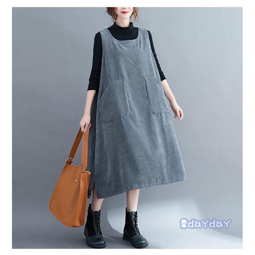 21 3色 着痩せ 柔らか 母の日 膝丈ワンピース ジャンパースカート コーデュロイ ゆったり レディース 秋服 ワンピース 21 Zh0415 Pcxk165 Day Day Shop 通販 Yahoo ショッピング
